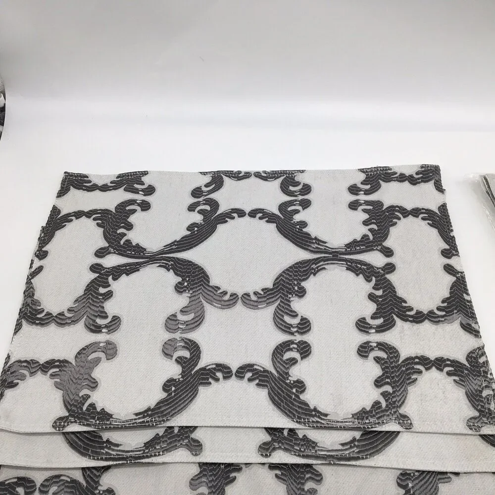 Black & White Textured Fabric Placements Set 8 A La Carte Dainty Home Some NEW